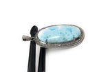 Larimar Pendant, Gemstone Pendant, Silver Pendant, Natural Larimar, Diamond Pendant, Pave Diamond Pendant, Sterling Silver Pendant, DIY