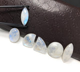 6Pcs Moonstone Gemstone Cabochons, Natural Rainbow Moonstone Cabochon Wholesale Lot, Wire Wrapping, Mix Shape Cabs, 20mm - 30mm