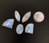 6Pcs Moonstone Gemstone Cabochons, Natural Rainbow Moonstone Cabochon Wholesale Lot, Wire Wrapping, Mix Shape Cabs, 20mm - 30mm