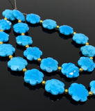 8" Arizona Turquoise Gemstone Beads - Flower Shape, Jewelry Supplies forJewelry Making, Wholesale Bulk Beads