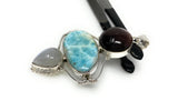 Gemstone Pendant - Larimar, Cats Eye and Moonstone, Wire Wrapped Pendant, Silver Jewelry Gifts for Her, Bohemian Jewelry