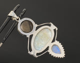 Gemstone Pendant - Larimar, Cats Eye and Moonstone, Wire Wrapped Pendant, Silver Jewelry Gifts for Her, Bohemian Jewelry