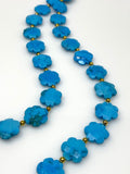 8" Arizona Turquoise Gemstone Beads - Flower Shape, Jewelry Supplies forJewelry Making, Wholesale Bulk Beads