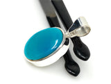 Natural Sleeping Beauty Turquoise Pendant, Sterling Silver Turquoise Gemstone Pendant, Bohemian Jewelry, 1.45” X 0.70”