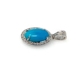 Turquoise Pendant, Sterling Silver Diamond Pendant, Genuine Sleeping Beauty Turquoise Pendant, Gemstone Pendant, 0.90” x 0.45”