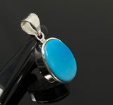 Natural Sleeping Beauty Turquoise Pendant, Sterling Silver Turquoise Gemstone Pendant, Bohemian Jewelry, 1.45” X 0.70”