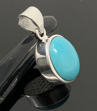 Natural Sleeping Beauty Turquoise Pendant, Robin Egg Blue Turquoise Silver Gemstone Pendant, Bohemian Jewelry, 1.30” X 0.65”