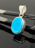 Natural Sleeping Beauty Turquoise Pendant, Sterling Silver Turquoise Gemstone Pendant, Bohemian Jewelry, 1.30” X 0.60”