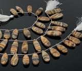 Natural Brown Bumble Bee Jasper Beads, Jasper Gemstone Beads, Bulk Wholesale Beads, Jewelry Supplies, 24-34mm , 8” Strand