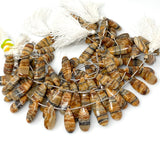 Natural Brown Bumble Bee Jasper Beads, Jasper Gemstone Beads, Bulk Wholesale Beads, Jewelry Supplies, 24-34mm , 8” Strand