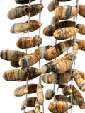 Natural Brown Bumble Bee Jasper Beads, Jasper Gemstone Beads, Bulk Wholesale Beads, Jewelry Supplies, 24-34mm , 8” Strand