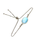 Larimar Gemstone Bracelet, Sterling Silver Adjustable Bolo Bracelet, AAA Quality Dominican Republic Larimar Bracelet, Gifts for Her