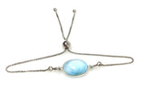 Larimar Gemstone Bracelet, Sterling Silver Adjustable Bolo Bracelet, AAA Quality Dominican Republic Larimar Bracelet, Gifts for Her