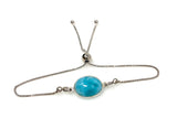 Larimar Gemstone Bracelet, Sterling Silver Adjustable Bolo Bracelet, AAA Quality Dominican Republic Larimar Bracelet, Gifts for Her