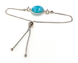 Larimar Gemstone Bracelet, Sterling Silver Adjustable Bolo Bracelet, AAA Quality Dominican Republic Larimar Bracelet, Gifts for Her