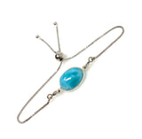 Larimar Gemstone Bracelet, Sterling Silver Adjustable Bolo Bracelet, AAA Quality Dominican Republic Larimar Bracelet, Gifts for Her