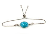 Larimar Gemstone Bracelet, Sterling Silver Adjustable Bolo Bracelet, AAA Quality Dominican Republic Larimar Bracelet, Gifts for Her