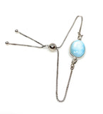 Larimar Gemstone Bracelet, Sterling Silver Adjustable Bolo Bracelet, AAA Quality Dominican Republic Larimar Bracelet, Gifts for Her