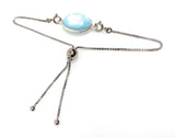 Larimar Gemstone Bracelet, Sterling Silver Adjustable Bolo Bracelet, AAA Quality Dominican Republic Larimar Bracelet, Gifts for Her