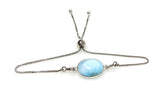 Larimar Gemstone Bracelet, Sterling Silver Adjustable Bolo Bracelet, AAA Quality Dominican Republic Larimar Bracelet, Gifts for Her