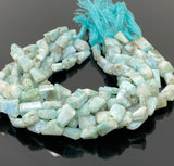 Natural Larimar Gemstone Beads, Faceted Larimar Nugget Beads, Bulk Wholesale Beads, 7mm - 14mm, 10” Strand