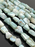 Natural Larimar Gemstone Beads, Faceted Larimar Nugget Beads, Bulk Wholesale Beads, 7mm - 14mm, 10” Strand