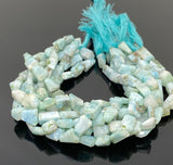 Natural Larimar Gemstone Beads, Faceted Larimar Nugget Beads, Bulk Wholesale Beads, 7mm - 14mm, 10” Strand