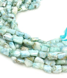 Natural Larimar Gemstone Beads, Faceted Larimar Nugget Beads, Bulk Wholesale Beads, 7mm - 14mm, 10” Strand
