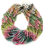 14.5” Natural Tourmaline Gemstone Beads, Watermelon Multi Color Tourmaline Beads, Wholesale Bulk Beads, 3mm - 3.5mm