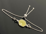 Yellow Sapphire Gemstone Bracelet, Sterling Silver Adjustable Bolo Bracelet, Layering Bracelet, Gifts for Her