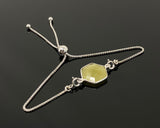 Yellow Sapphire Gemstone Bracelet, Sterling Silver Adjustable Bolo Bracelet, Layering Bracelet, Gifts for Her