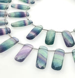 Natural Fluorite Bar Beads, Gemstone Beads, Jewelry Supplies, Wholesale Bulk Beads, 14x10mm - 23x9mm - 25x10mm , 8” Strand