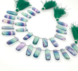 Natural Fluorite Bar Beads, Gemstone Beads, Jewelry Supplies, Wholesale Bulk Beads, 14x10mm - 23x9mm - 25x10mm , 8” Strand