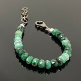 Natural Emerald Gemstone Bracelet, Pave Diamond Adjustable Bracelet, Emerald Jewelry, May Birthstone