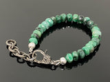 Natural Emerald Gemstone Bracelet, Pave Diamond Adjustable Bracelet, Emerald Jewelry, May Birthstone