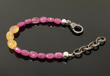 Natural Pink and Yellow Sapphire Gemstone Bracelet, Pave Diamond Adjustable Bracelet, Sapphire Jewelry, September Birthstone Jewelry