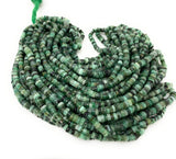 16" Natural Emerald Gemstone Beads, Smooth Emerald Heishi Tyre Beads, May Birthstone Jewelry Supplies