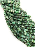 16" Natural Emerald Gemstone Beads, Smooth Emerald Heishi Tyre Beads, May Birthstone Jewelry Supplies