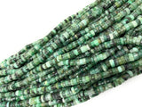 16" Natural Emerald Gemstone Beads, Smooth Emerald Heishi Tyre Beads, May Birthstone Jewelry Supplies