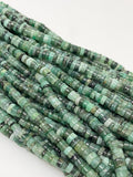 16" Natural Emerald Gemstone Beads, Smooth Emerald Heishi Tyre Beads, May Birthstone Jewelry Supplies