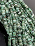 16" Natural Emerald Gemstone Beads, Smooth Emerald Heishi Tyre Beads, May Birthstone Jewelry Supplies
