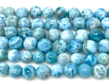 Rare Larimar Gemstone Beads, Genuine Dominican Republic Larimar Large Size Beads AAA Grade, Atlantis Stone, Caribbean Stone Beads, 7” Strand