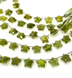 10mm Peridot Gemstone Beads, Rare Peridot Hand Carved Star Beads, Jewelry Supplies, Wholesale Bulk Beads, 5” Strand/ 10 Beads