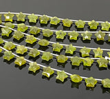 10mm Peridot Gemstone Beads, Rare Peridot Hand Carved Star Beads, Jewelry Supplies, Wholesale Bulk Beads, 5” Strand/ 10 Beads