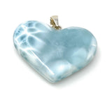 28.5g Larimar Heart Pendant, Large Larimar Sterling Silver Pendant, Bohemian Jewelry, Dominican Republic Genuine Larimar Pendant