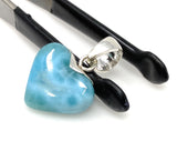 Larimar Heart Pendant, Larimar Sterling Silver Pendant, Bohemian Jewelry, Puffy Larimar Heart Pendant