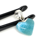 Larimar Heart Pendant, Larimar Sterling Silver Pendant, Bohemian Jewelry, Puffy Larimar Heart Pendant