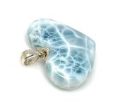 28.5g Larimar Heart Pendant, Large Larimar Sterling Silver Pendant, Bohemian Jewelry, Dominican Republic Genuine Larimar Pendant