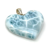 28.5g Larimar Heart Pendant, Large Larimar Sterling Silver Pendant, Bohemian Jewelry, Dominican Republic Genuine Larimar Pendant