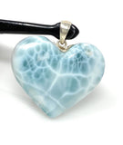 28.5g Larimar Heart Pendant, Large Larimar Sterling Silver Pendant, Bohemian Jewelry, Dominican Republic Genuine Larimar Pendant